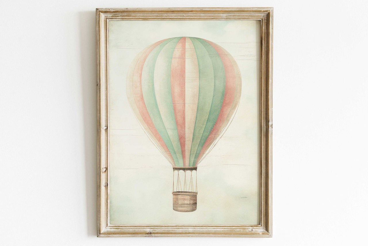 Hot Air Balloon Wall Art – Vintage Nursery Print