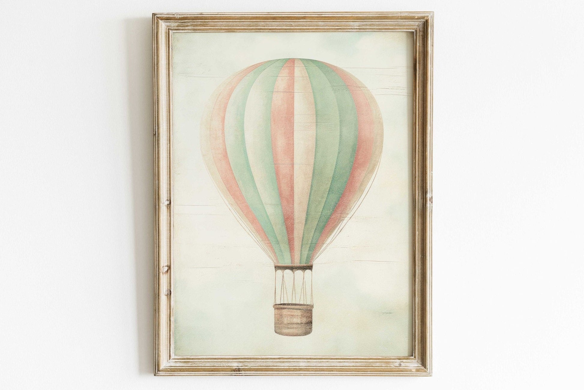 Hot Air Balloon Wall Art, Vintage Nursery Decor, Minimalist Design - WildfieldPrints