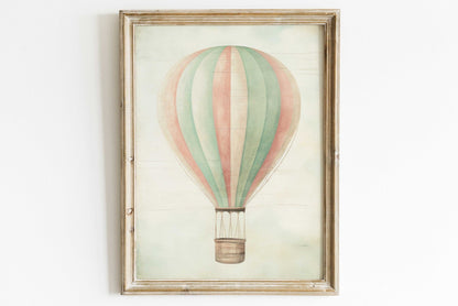 Hot Air Balloon Wall Art, Vintage Nursery Decor, Minimalist Design - WildfieldPrints
