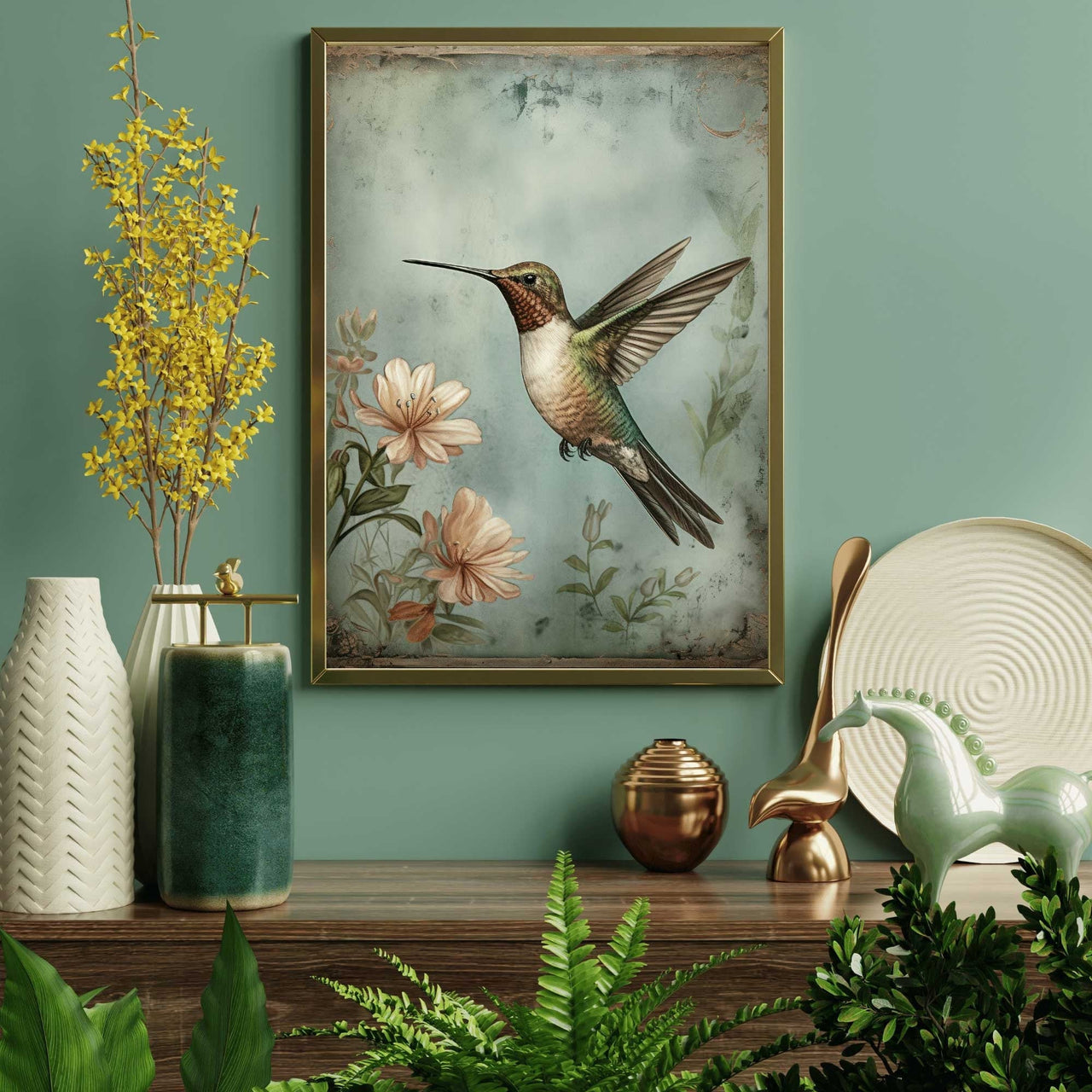 Hummingbird Wall Art – Bird Print for Living Room
