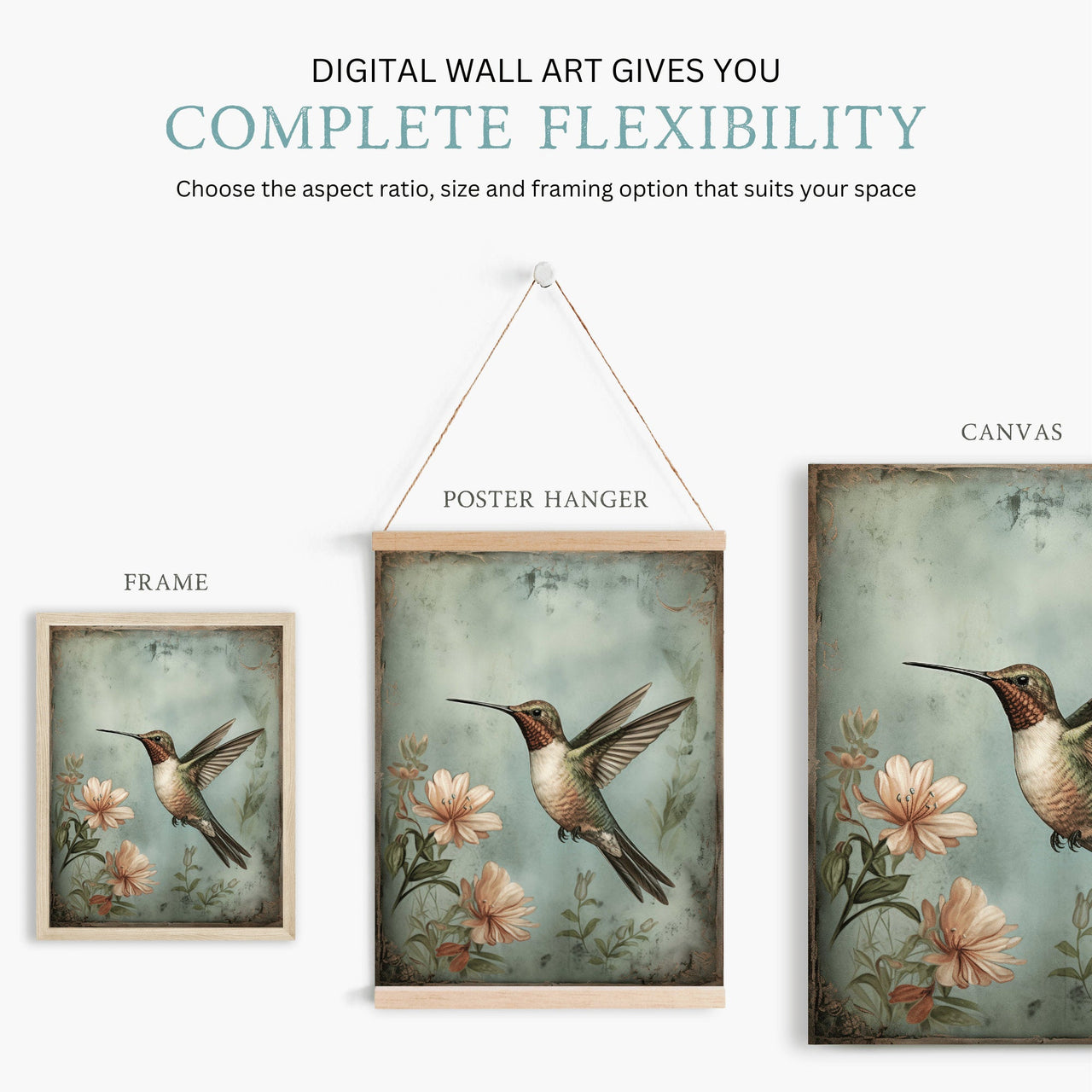 Hummingbird Wall Art – Bird Print for Living Room