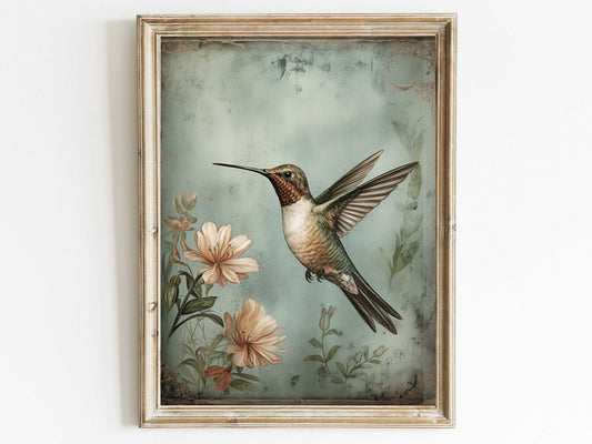 Hummingbird Wall Art – Bird Print for Living Room