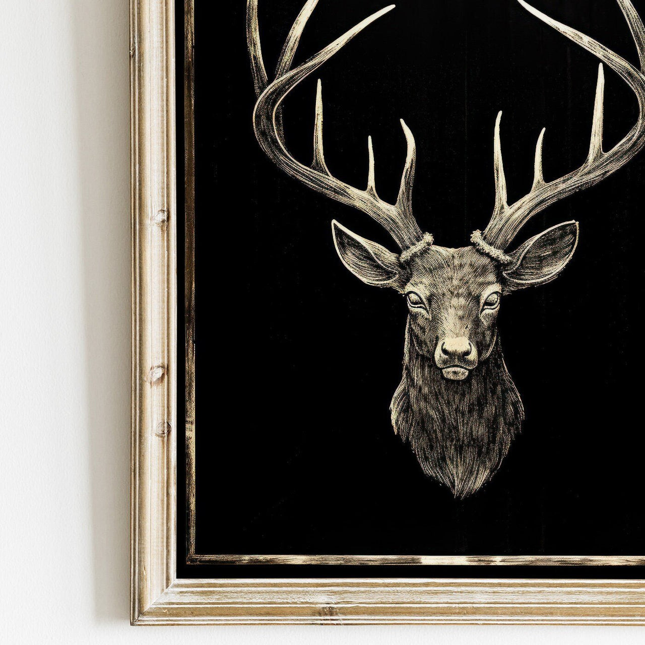 Golden Deer Wall Art – Animal Living Room Print