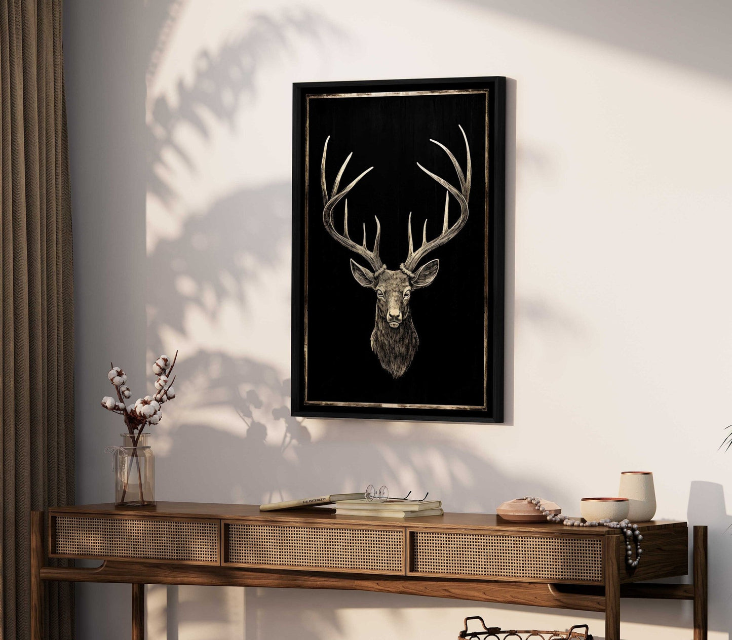Hunting Print, Deer Wall Art, Forest Animal Decor, Vintage Buck Art - WildfieldPrints