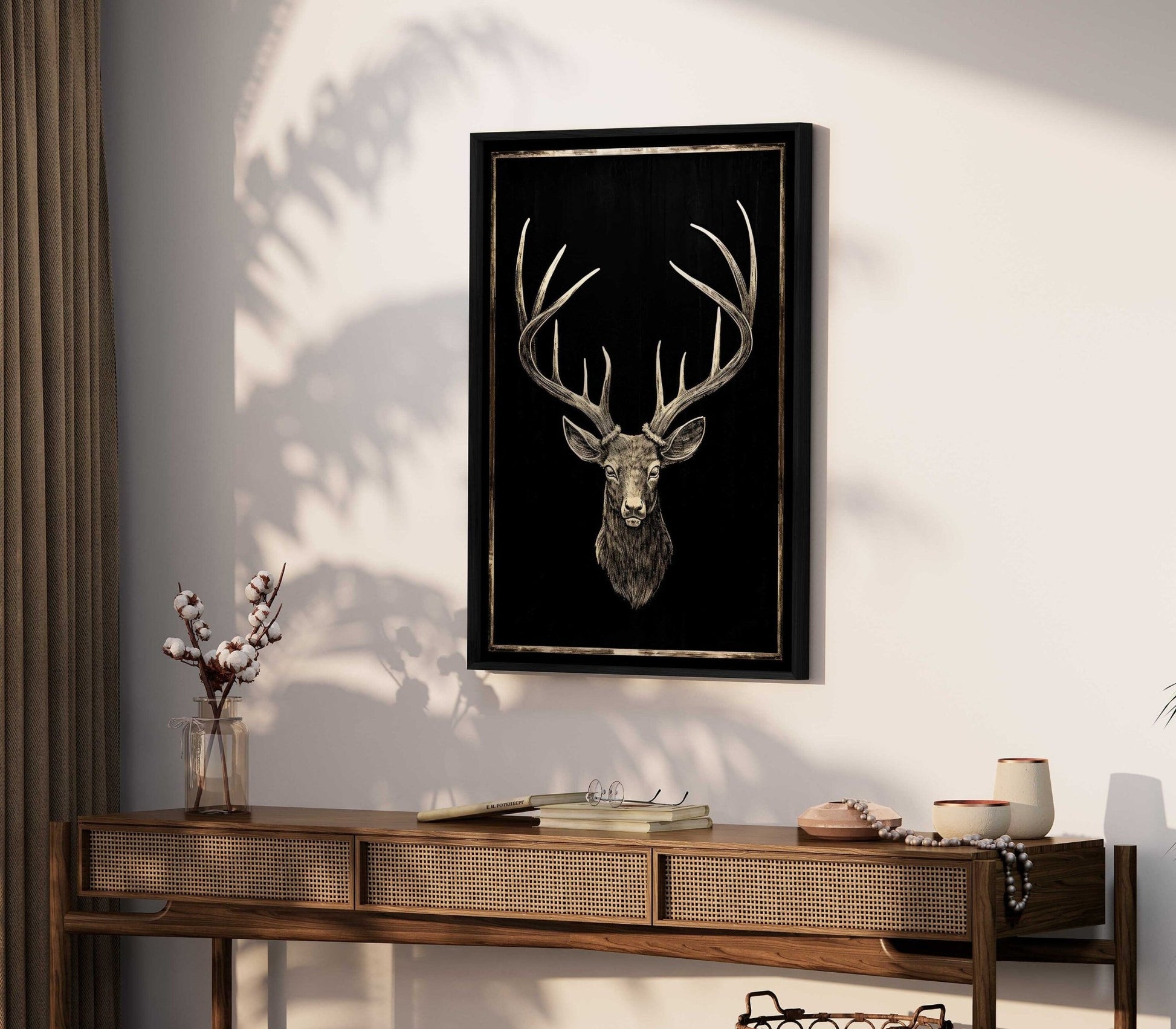 Hunting Print, Deer Wall Art, Forest Animal Decor, Vintage Buck Art - WildfieldPrints
