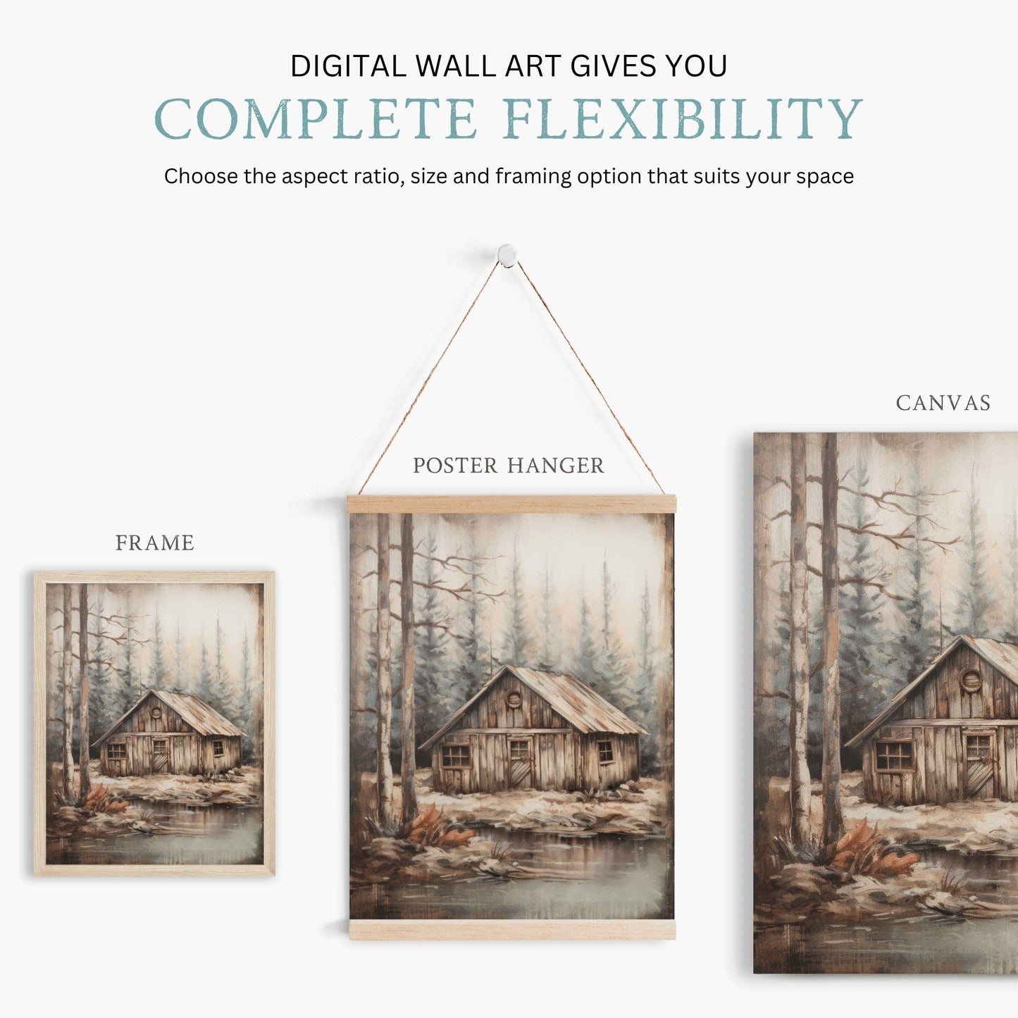 Hunting Wall Decor, Forest Cabin Print, Gifts for Dad or Husband - WildfieldPrints