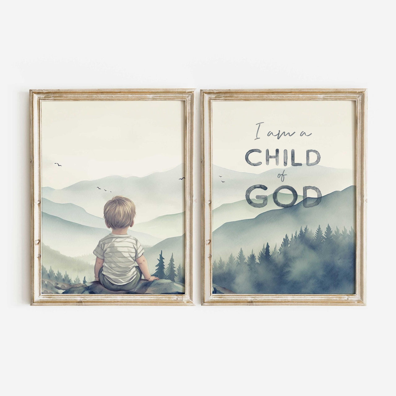 Bible Verse Wall Art – Christian Boys Room Print • Set of 2