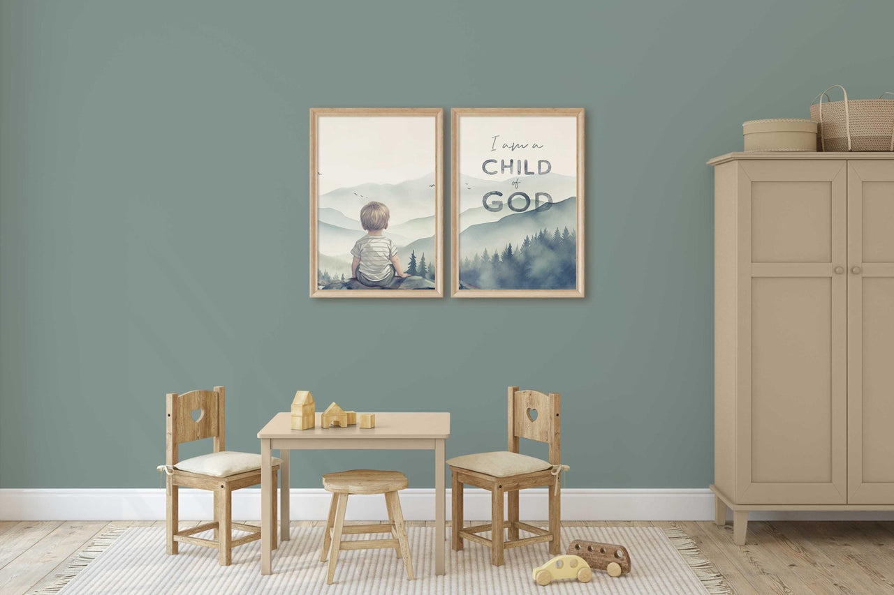Bible Verse Wall Art – Christian Boys Room Print • Set of 2