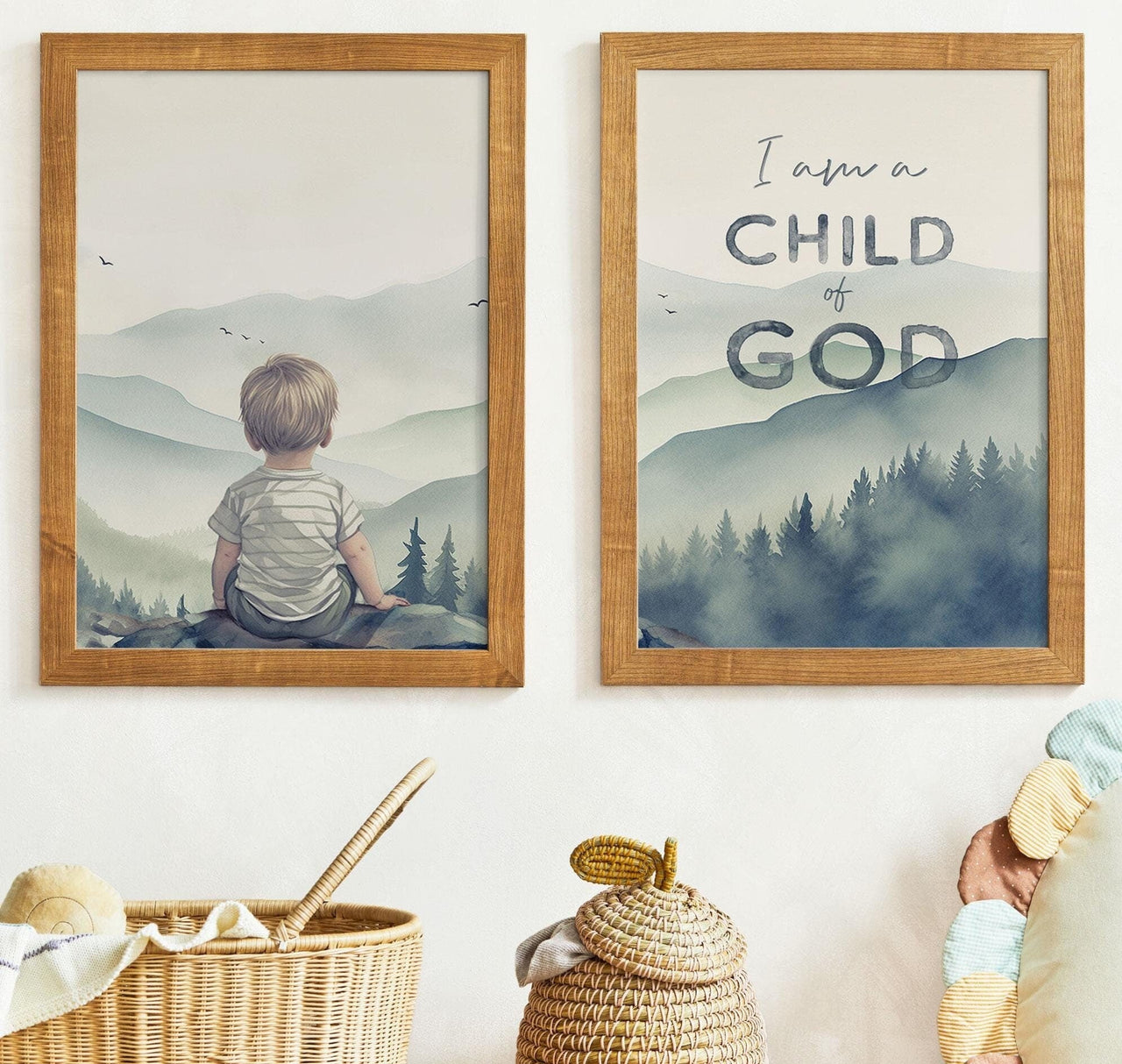 Bible Verse Wall Art – Christian Boys Room Print • Set of 2