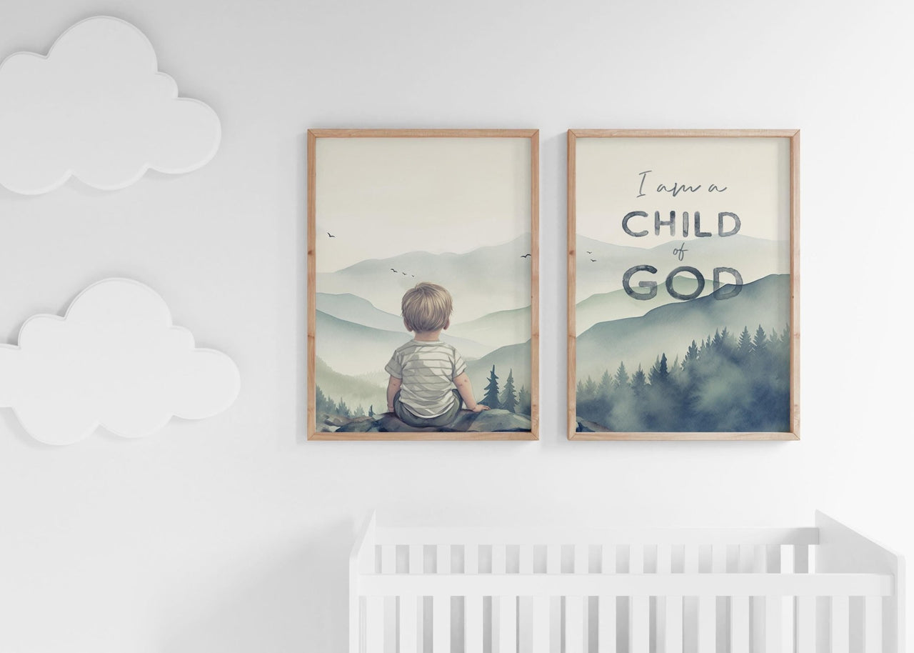 Bible Verse Wall Art – Christian Boys Room Print • Set of 2
