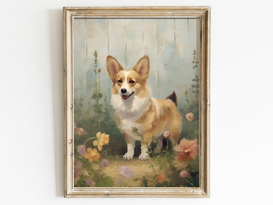 Corgi Decor, Corgi Wall Art, Vintage Dog Print, Welsh Corgi Dog Decor, Dog Lover's Gift, Corgi Lovers, Digital Printable Dog Decor