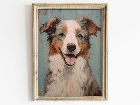 Vintage Australian Shepherd Wall Art - Aussie Dog Lover Wall Decor - Perfect Gifts for Aussie Lovers and Owners - Digital Printable Art