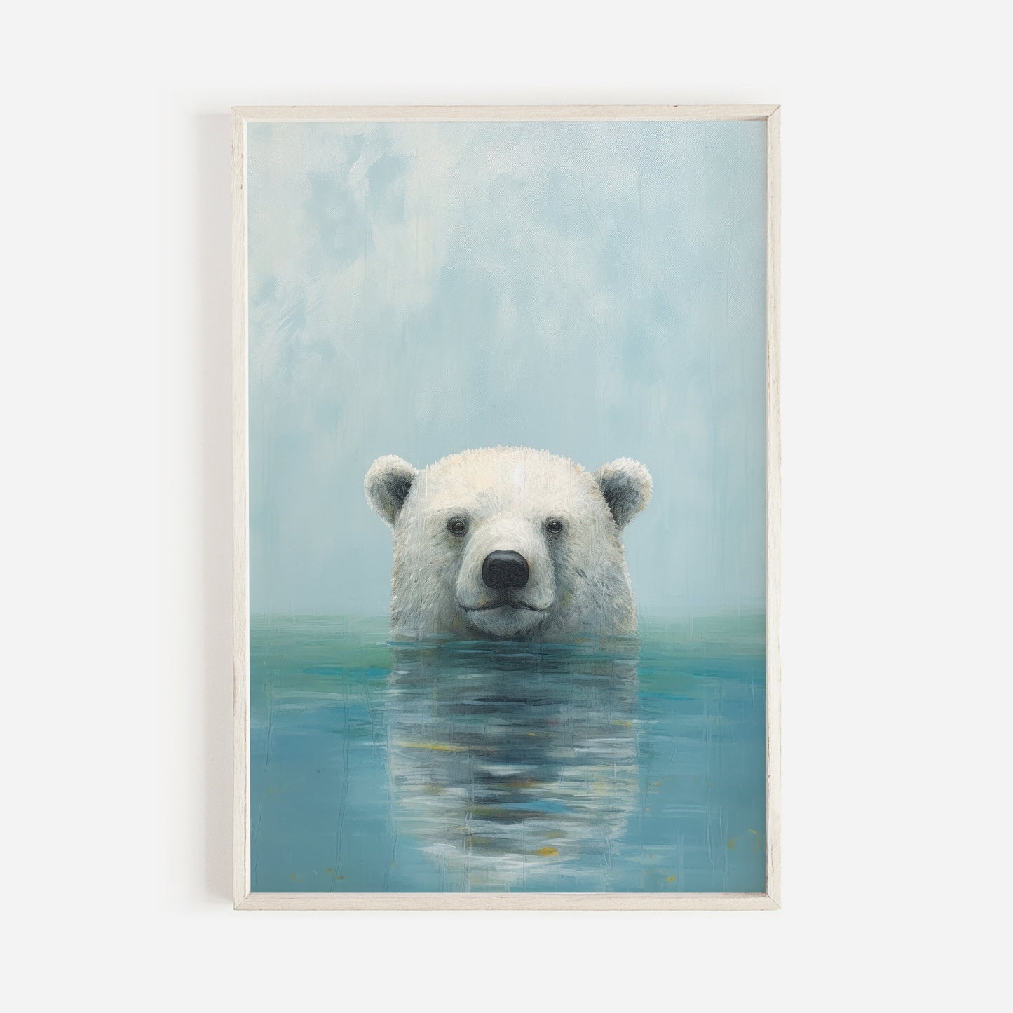 Bear Wall Decor, Polar Bear Art, Rustic Wall Art, Animals Bathing, Nursery Animals, Kids Room or Living Room Artwork, Digital Printable Art