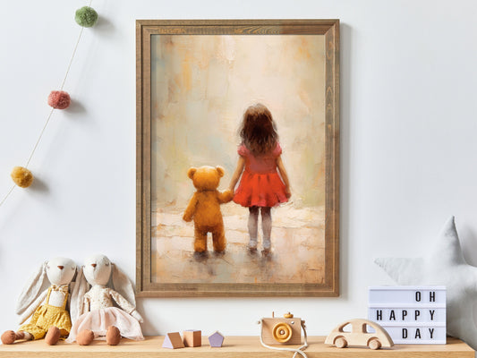 Rustic Nursery Decor Girl, Vintage Best Friends Wall Art, Kids Room Teddy Bear Decor, Bear Wall Art, Bear Nursery Decor, PRINTABLE Girl Art