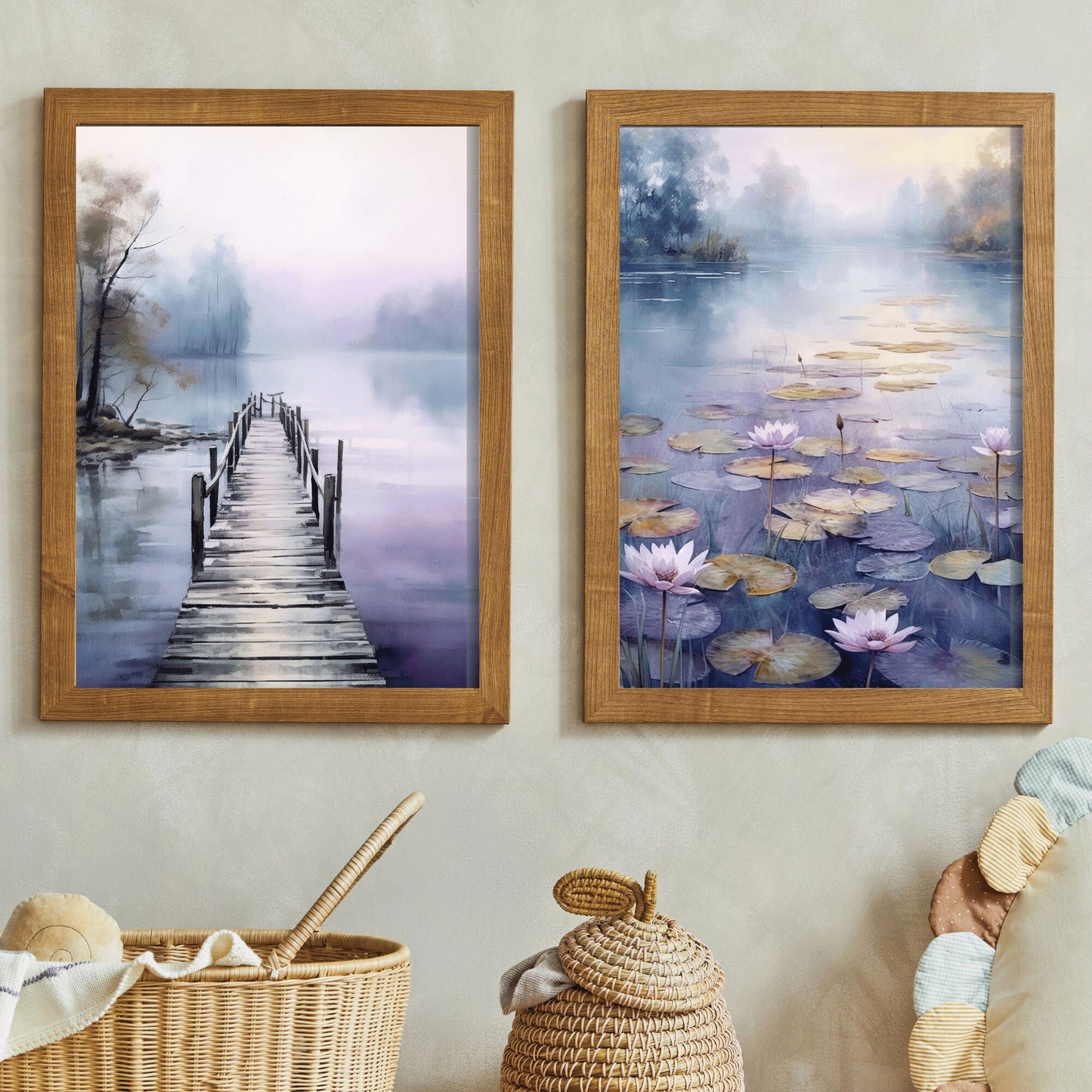 Tranquil Lake Watercolor Wall Art | Set of Two | Digital Printable Art