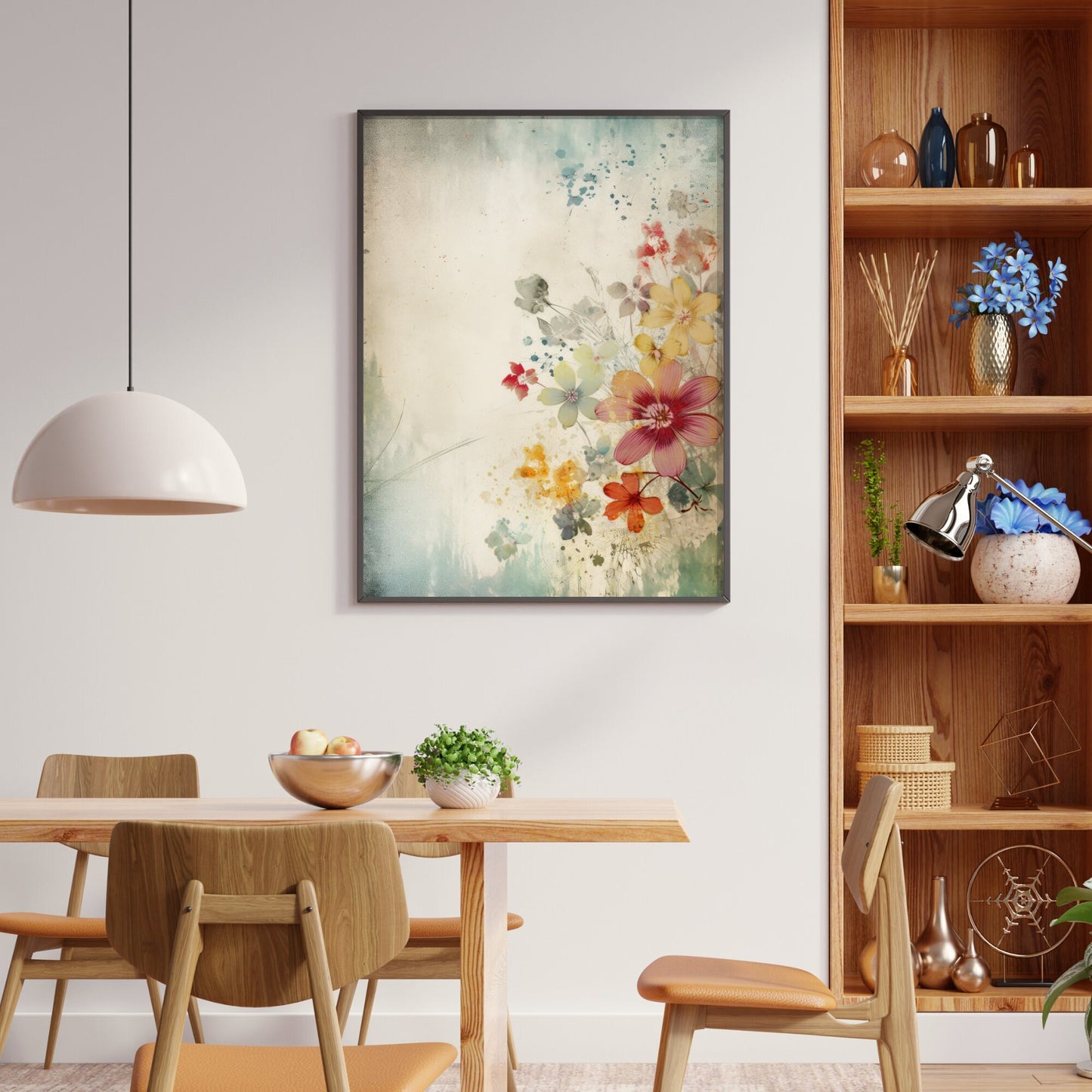 Abstract Vintage Floral Wall Art, Digital Printable Flower Wall Art, Beautiful Wildflower Print, Colorful Vintage Art, Beautiful Flowers