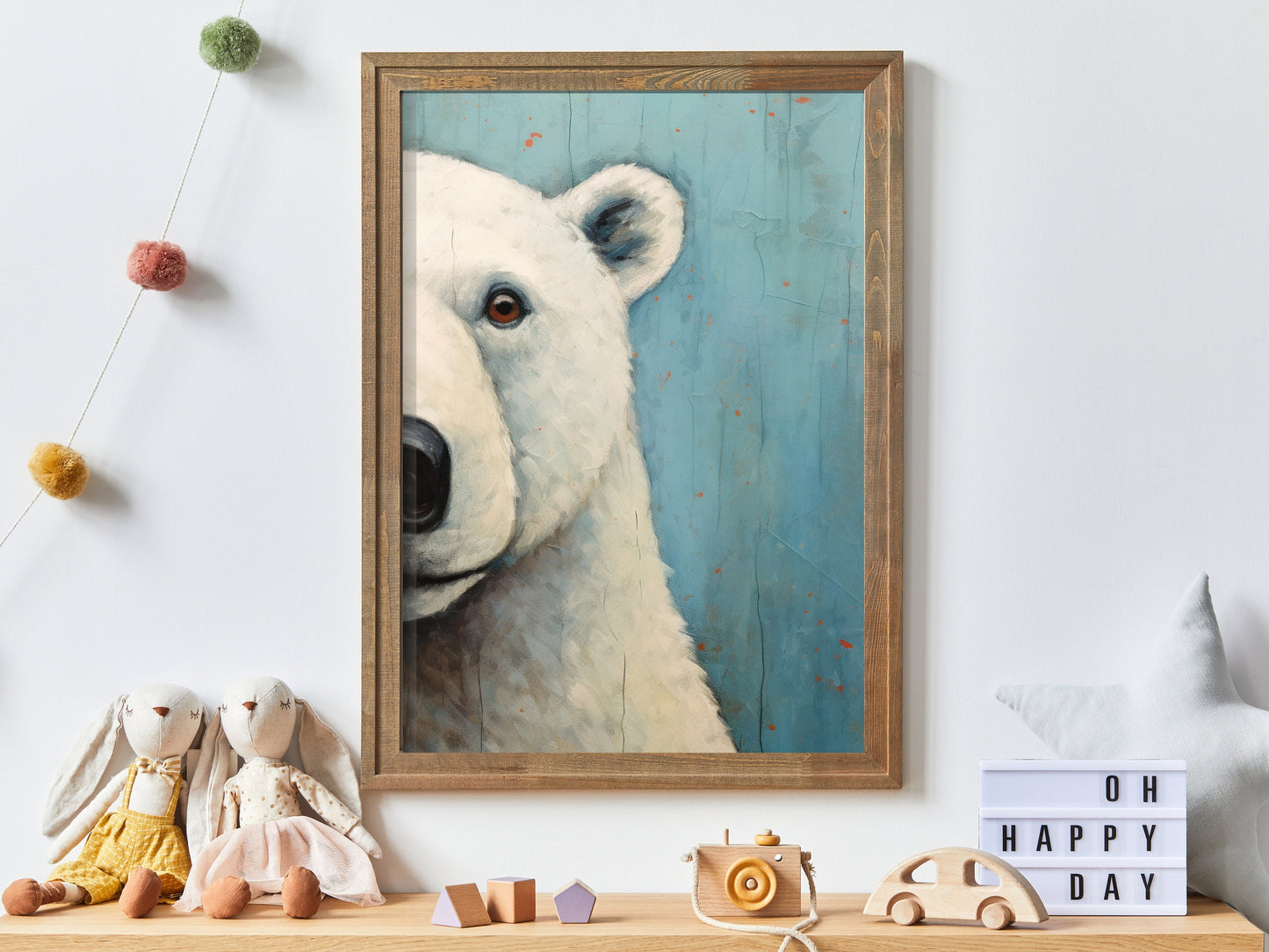 Bear Wall Art, Unique Vintage Polar Bear Animal Decor, Perfect for Nursery, Kids Room or Even Your Office, Rustic Gender Neutral Print