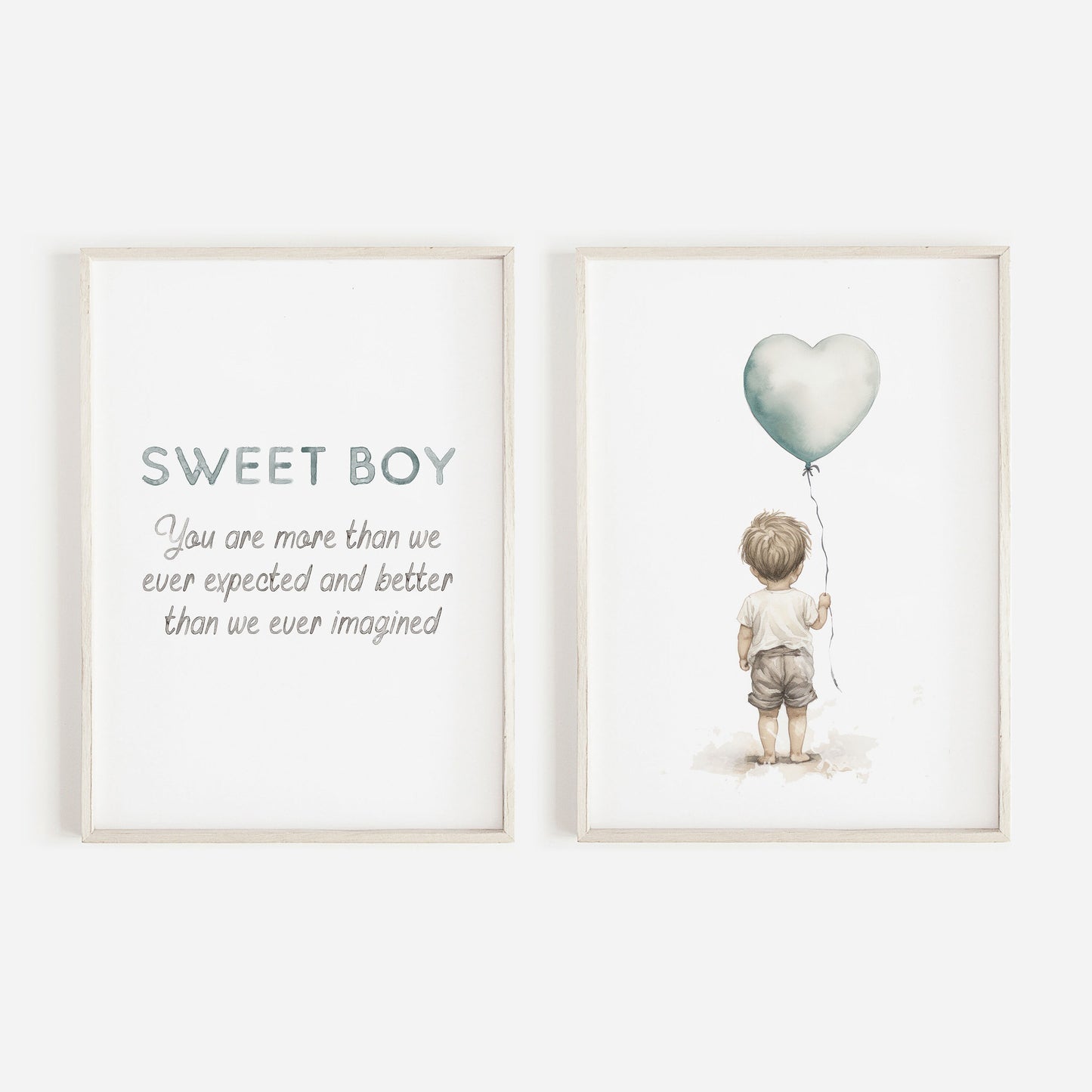 Nursery Quote Boy, Sweet Boy, You Are More Than We Ever Expected, Boys Nursery Decor, Set of 2, DIGITAL Printable Nursery Wall Art