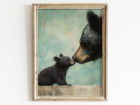 Bear Nursery Print, Forest Animal Art, Vintage Nursery Decor, Baby Animal Wall Art, Bear Painting, Cute Kids Room Art, PRINTABLE Nursery Art