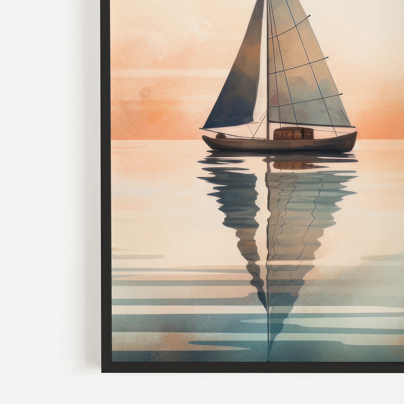 Sailboat Painting, Nautical Decor, Sailing Wall Decor, Sail Boat Art Print, Sea Wall Art, Lake Sunset, Set of 3, Digital Printable Art