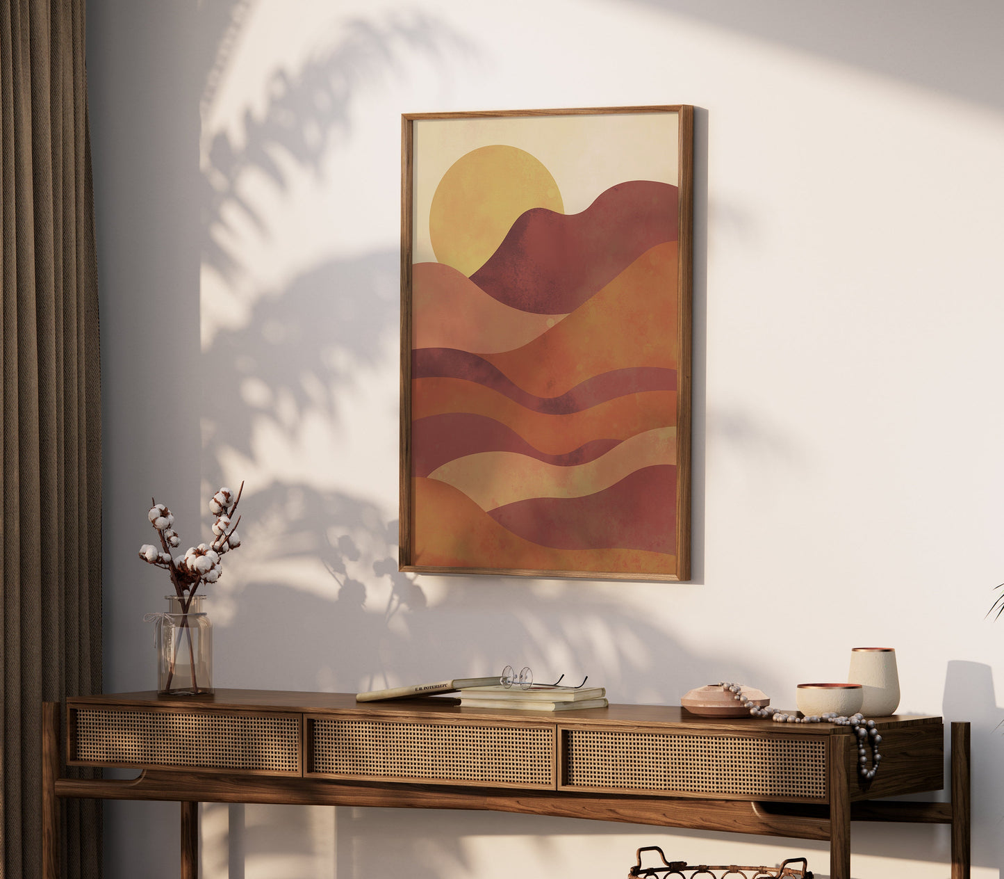 Printable Boho Wall Art, Mountain Wall Art, Sun Rising Art, Sunrise Print, Bohemian Minimalist Decor, Digital Printable Minimalist Artwork