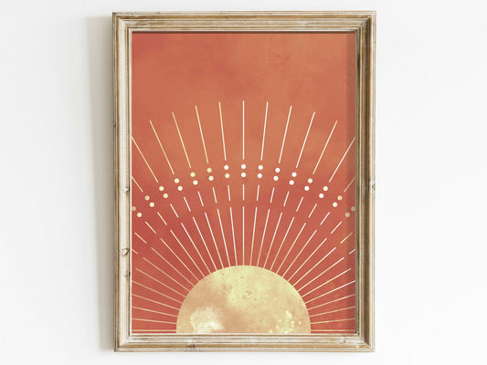 Boho Sun Wall Art, Minimalist Boho Decor, Sun Decor, Bohemian Celestial Print, Digital Download