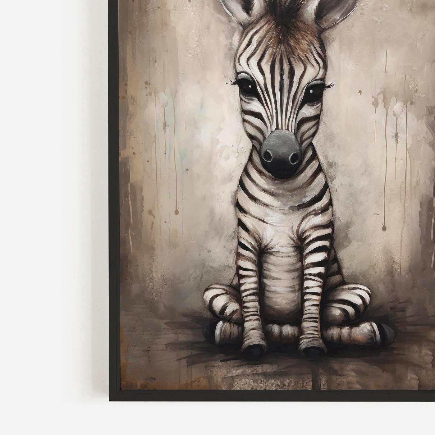Safari Baby Animals Vintage Wall Art, Digital Printable Set of Three, Elephant, Zebra and Lion Portraits, Distressed Nursery Decor