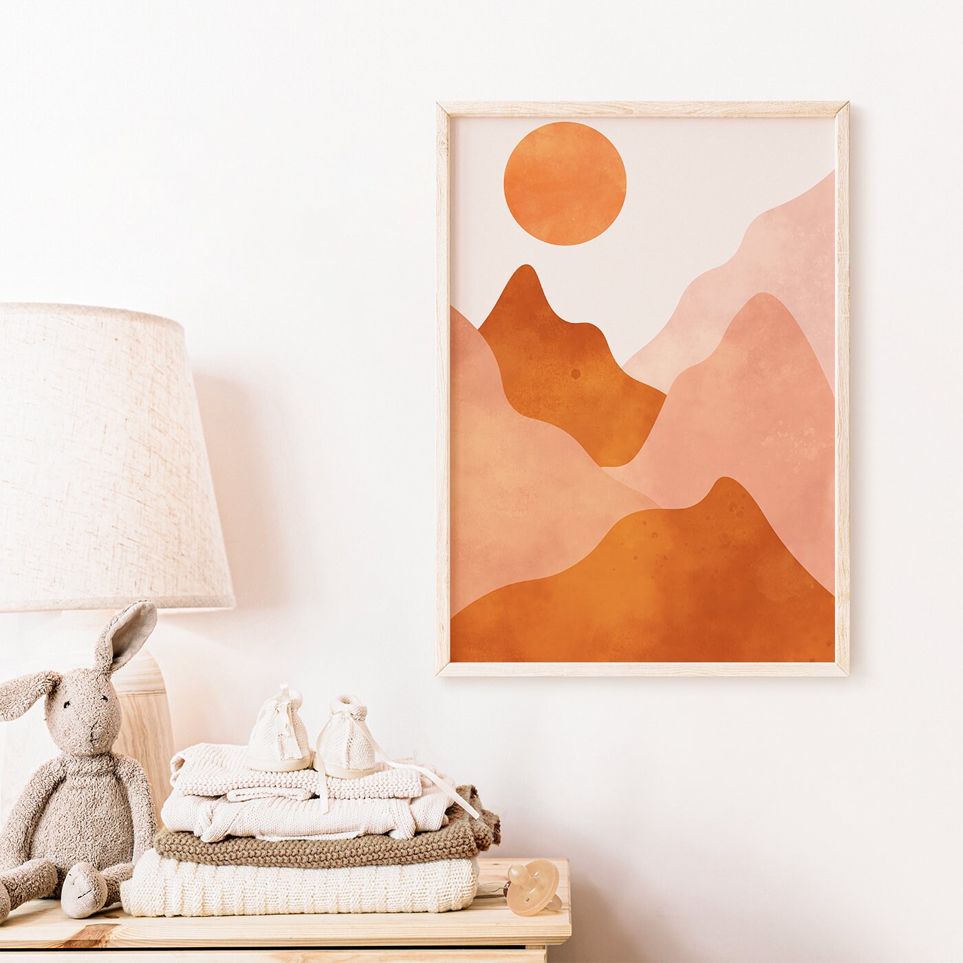 Boho Sun and Mountains Wall Art, Bohemian Landscape Decor, Digital Printable Wall Decor