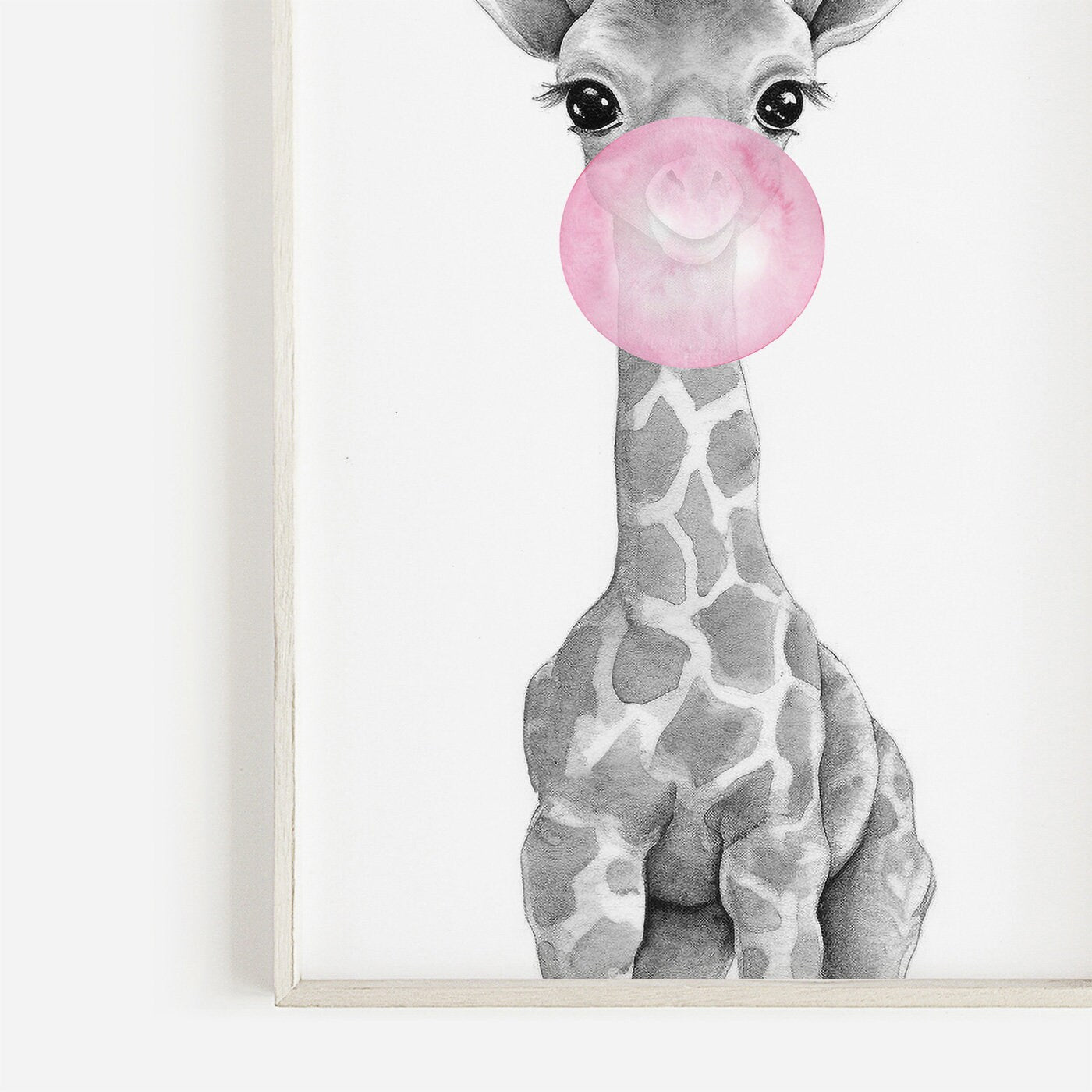 Animals Bubblegum, Animals Blowing Bubbles, Whimsical Safari Animal Nursery Decor, Set of 3, Nursery Animal Prints,