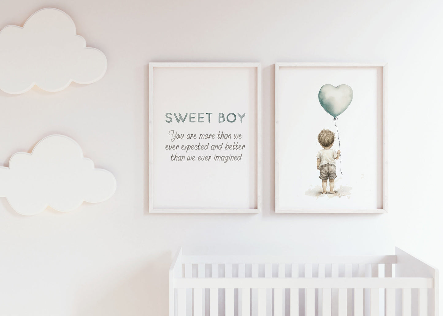 Nursery Quote Boy, Sweet Boy, You Are More Than We Ever Expected, Boys Nursery Decor, Set of 2, DIGITAL Printable Nursery Wall Art