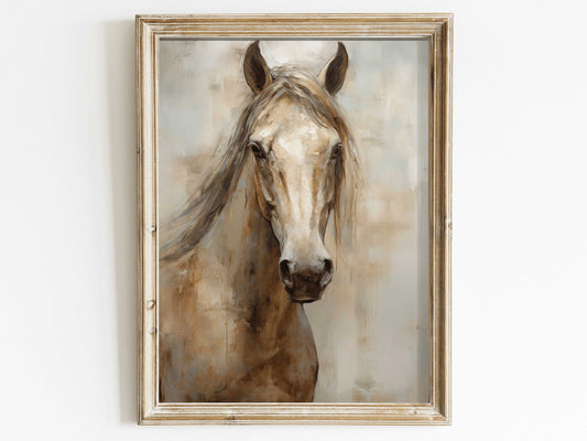 Vintage Horse Print Wall Art, Equestrian Home Decor, Horse Portrait Painting, Horse Lover Gift, Vintage Animal Prints, Digital Printable Art