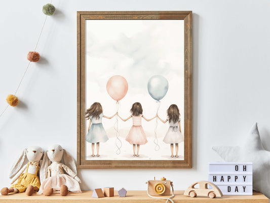 Balloon Nursery Decor, Best Friends Wall Art, Girl's Room Decor, Girly Wall Art Print, Girls Bedroom Art, Digital Printable Art