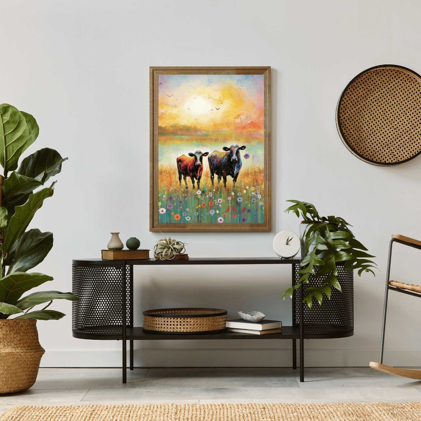 Cow Wall Art, Cattle Print, Country Decor, Floral Animal Decor, Colorful Farm Decor, Cow Decor, Farmhouse Home Decor, Digital Printable Art
