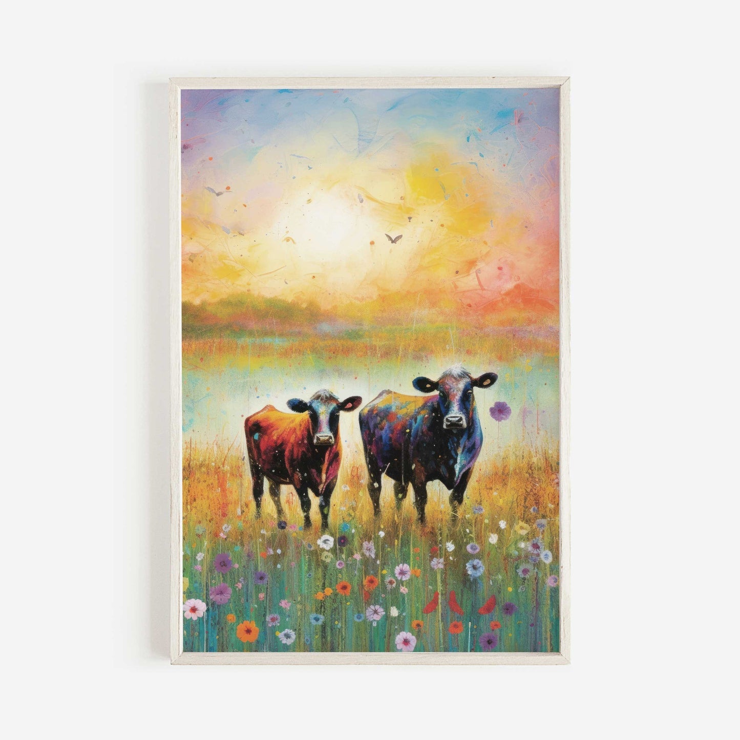 Cow Wall Art, Cattle Print, Country Decor, Floral Animal Decor, Colorful Farm Decor, Cow Decor, Farmhouse Home Decor, Digital Printable Art