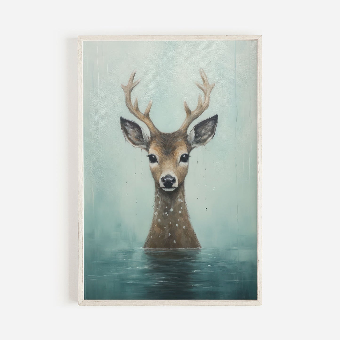 Deer Wall Art, Animals Bathing, Deer Nursery Decor, Woodland Forest Animal Print, Deer Poster Print, Digital Printable Animal Art