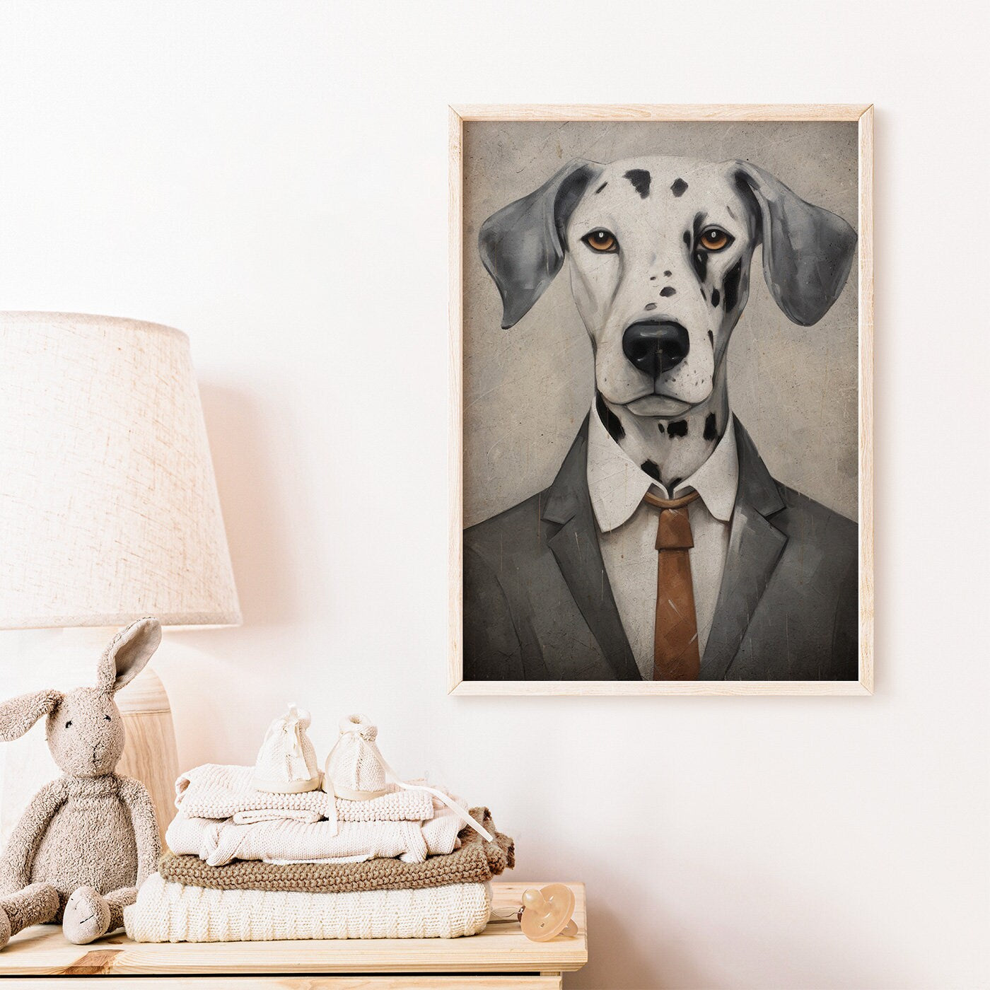 Dalmatian Art Print, Dalmatian Wall Decor, Dog Wearing Suit, Dalmatian Dog Portrait, Whimsical Dog Decor, PRINTABLE Dog Wall Art