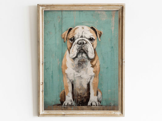 Vintage Dog Print, English Bulldog Wall Art, English Bulldog Lovers Gift, Bulldog Portrait, Dog Home Decor, DIGITAL Printable Dog Decor