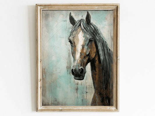 Vintage Horse Print, Rustic Farmhouse Decor, Rustic Horse Artwork, Equestrian Wall Art, Beautiful Horse Painting, Digital Printable Art