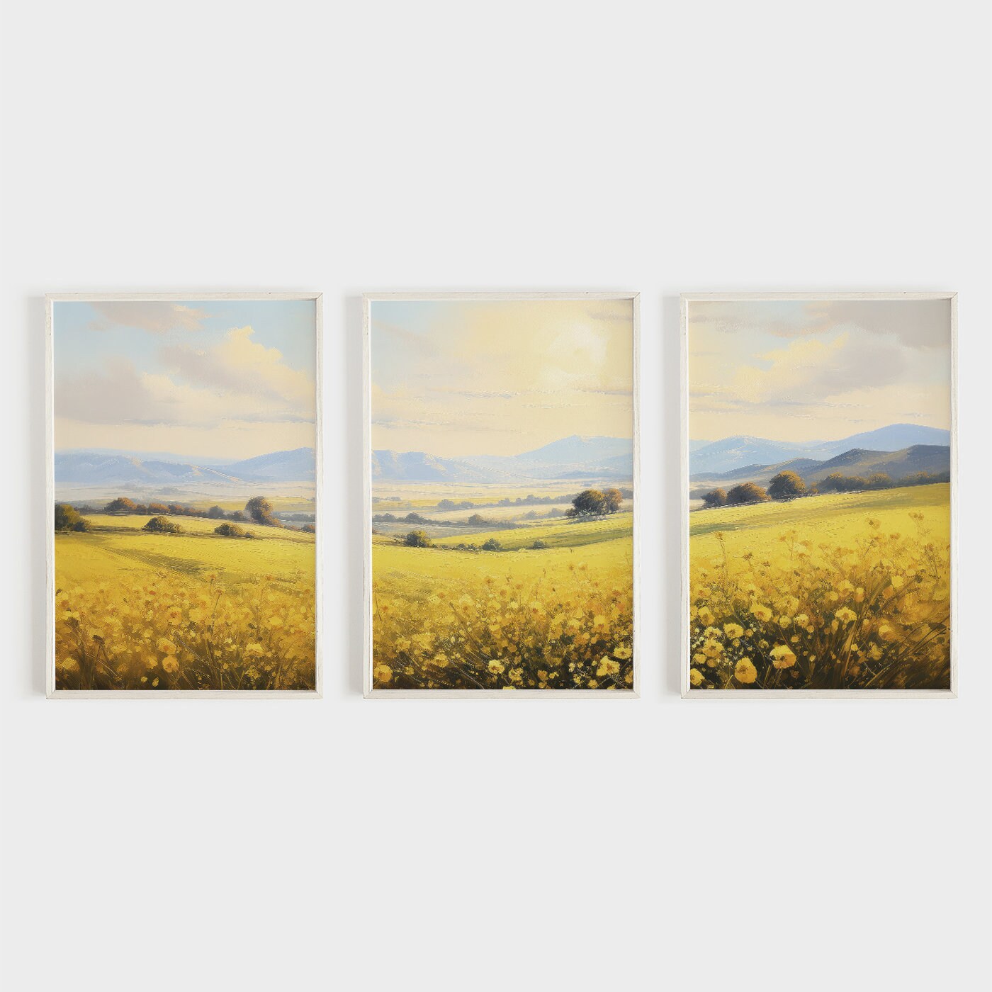 Canola Flower Wall Art, Countryside Landscape Art, Floral Home Decor, Rapeseed Field Print, Yellow Flowers Painting, Digital Printable Art