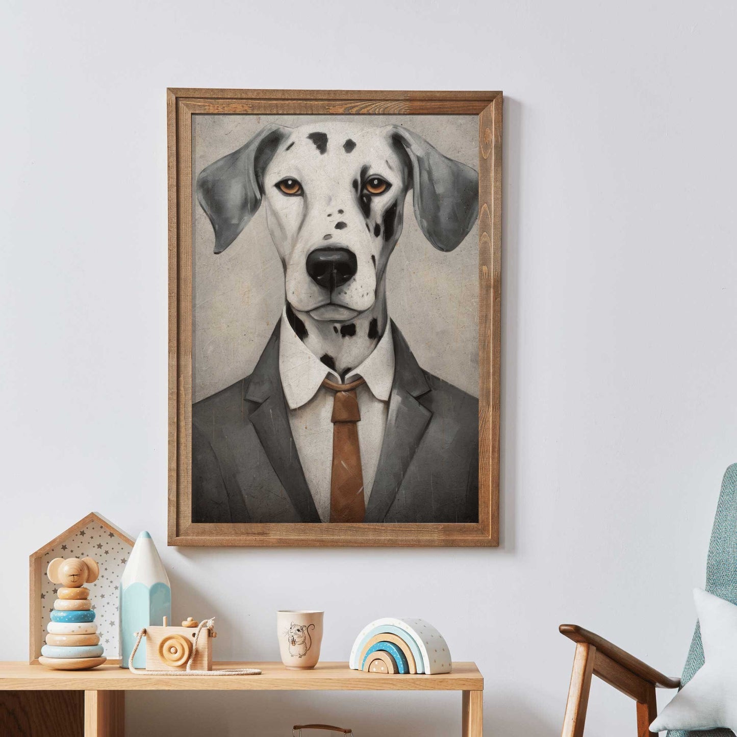 Dalmatian Art Print, Dalmatian Wall Decor, Dog Wearing Suit, Dalmatian Dog Portrait, Whimsical Dog Decor, PRINTABLE Dog Wall Art