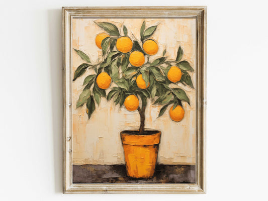 Vintage Orange Tree Wall Art, Mediterranean Decor, Citrus Fruit Print, Rustic Home Decor, DIGITAL Printable Country House Kitchen Wall Art