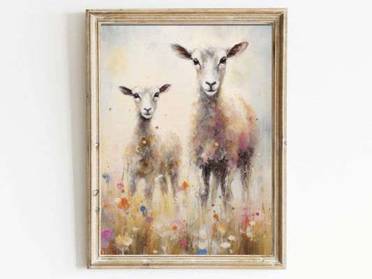 Sheep Wall Decor, Lamb Art Print, Modern Farmhouse Wall Decor, Farm Animal Wall Art, Vintage Animal Nursery Decor, PRINTABLE Farm Themed Art