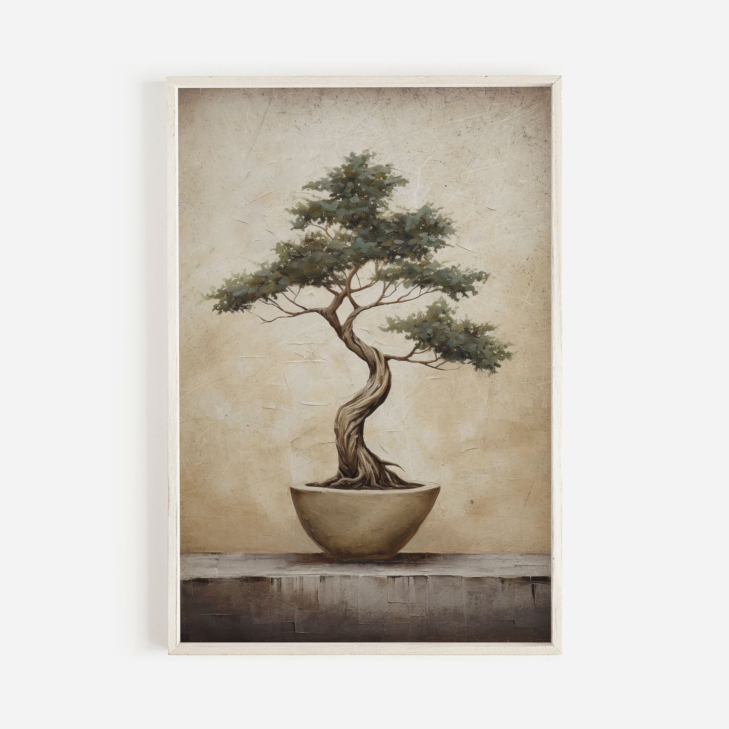 Bonsai Tree Print, Japanese Wall Art, Botanical Wall Art,  Vintage Floral Art Print, Japan Tree Painting, Tree in Pot, Digital Printable Art