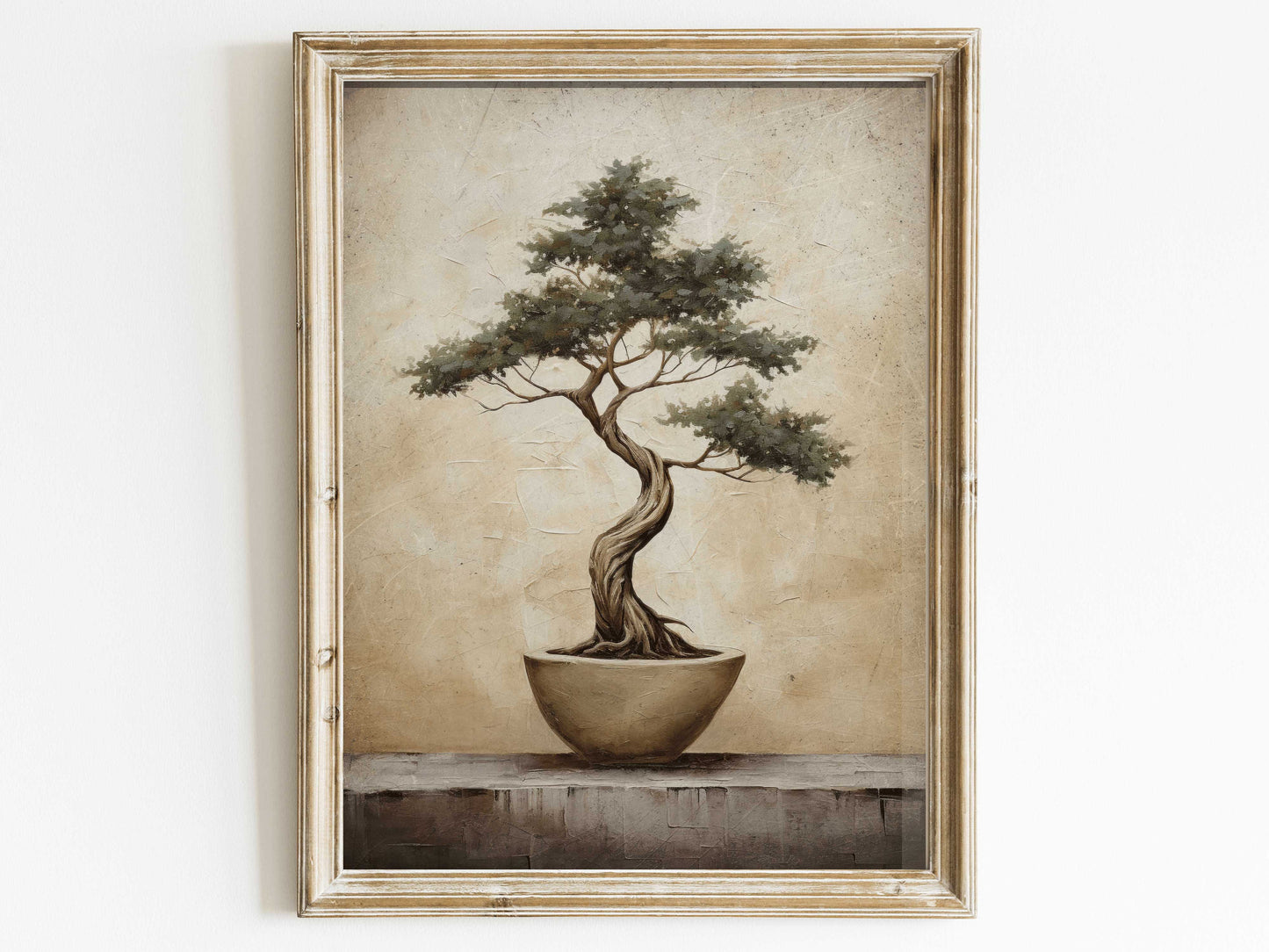 Bonsai Tree Print, Japanese Wall Art, Botanical Wall Art,  Vintage Floral Art Print, Japan Tree Painting, Tree in Pot, Digital Printable Art