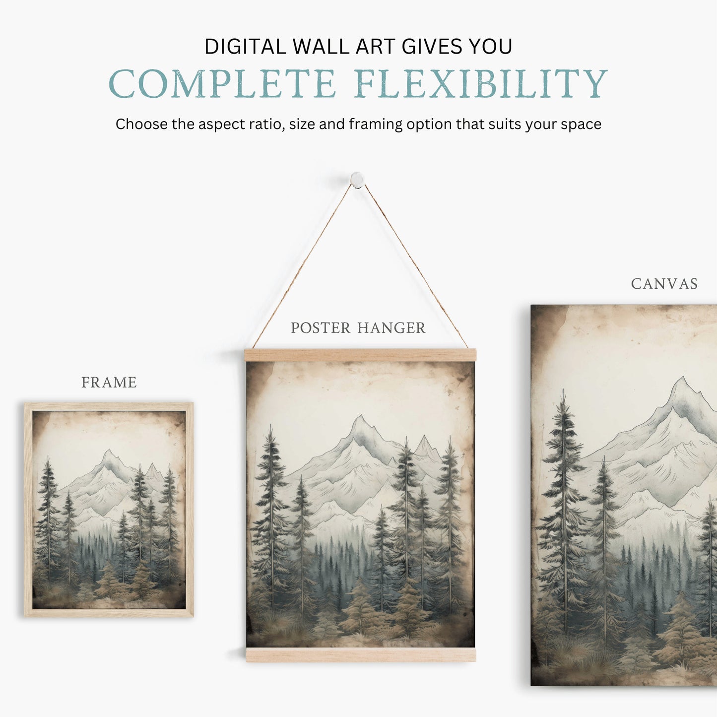Forest & Mountain Wall Art - Instant Download, High-Res Vintage Nature Print for Outdoor Lovers