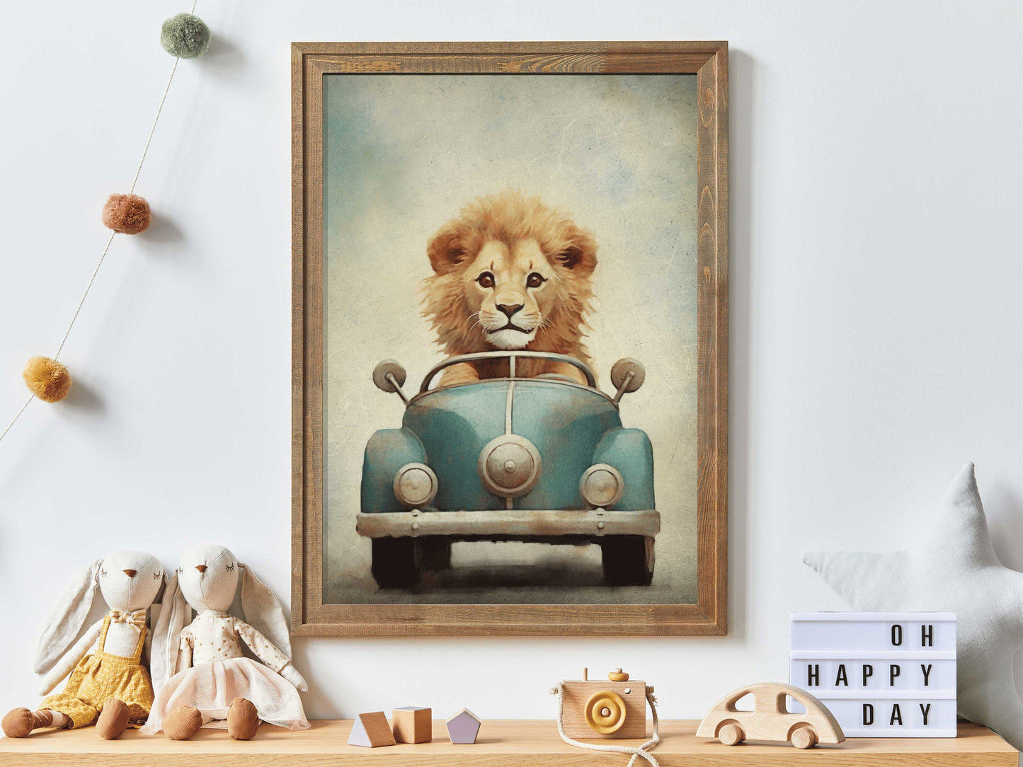Roaring Roads: Vintage Lion's Drive - Distinctive Boys' Nursery Masterpiece