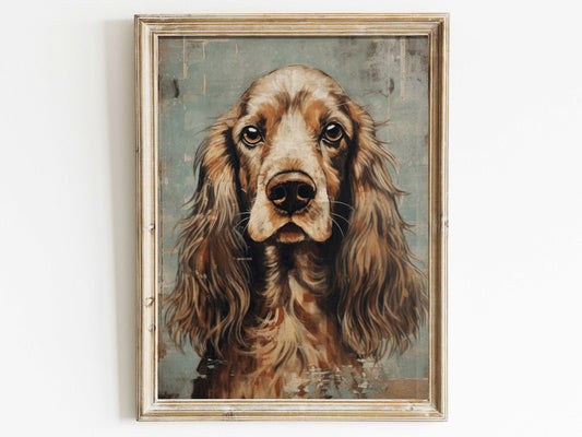 Cocker Spaniel Decor, Vintage Cocker Spaniel Wall Art, Digital Printable Dog Decor, Spaniel Portrait, Gift for Dog Lovers and Spaniel Owners