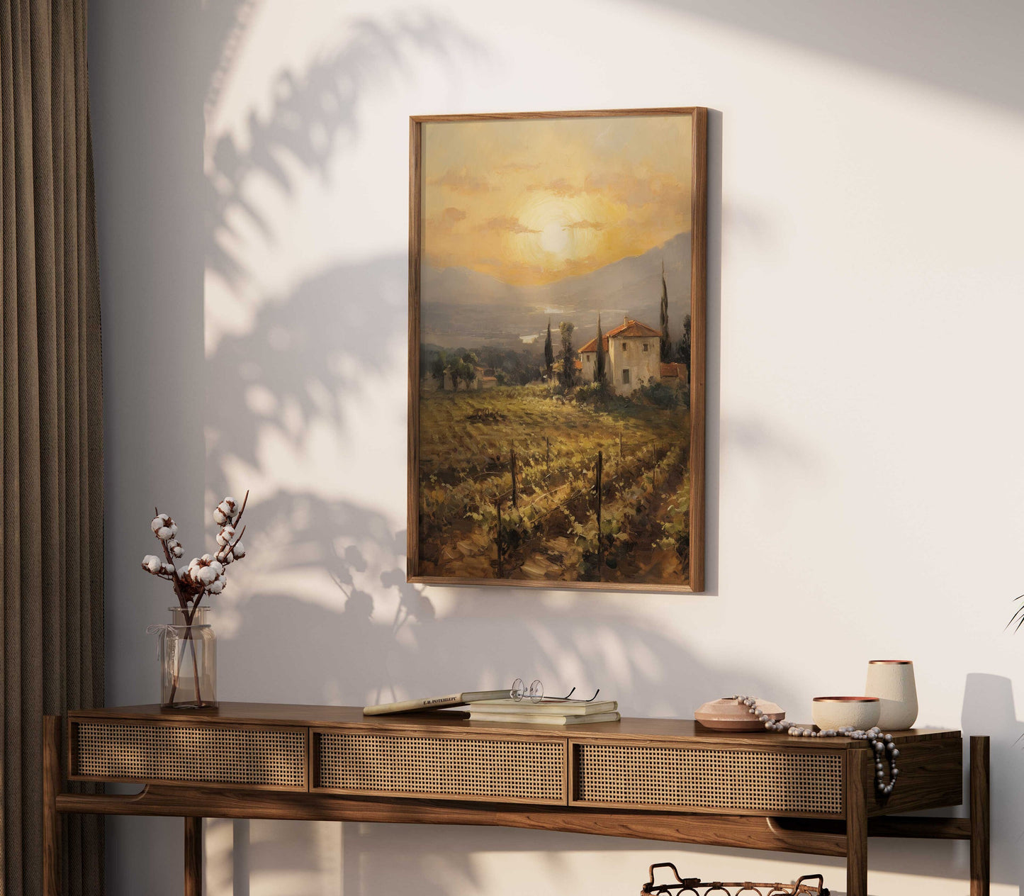 Vineyard Painting, Mediterranean Wall Art, Tuscany Italian Landscape Print, Rustic Nature Print, DIGITAL Printable Countryside Wall Decor