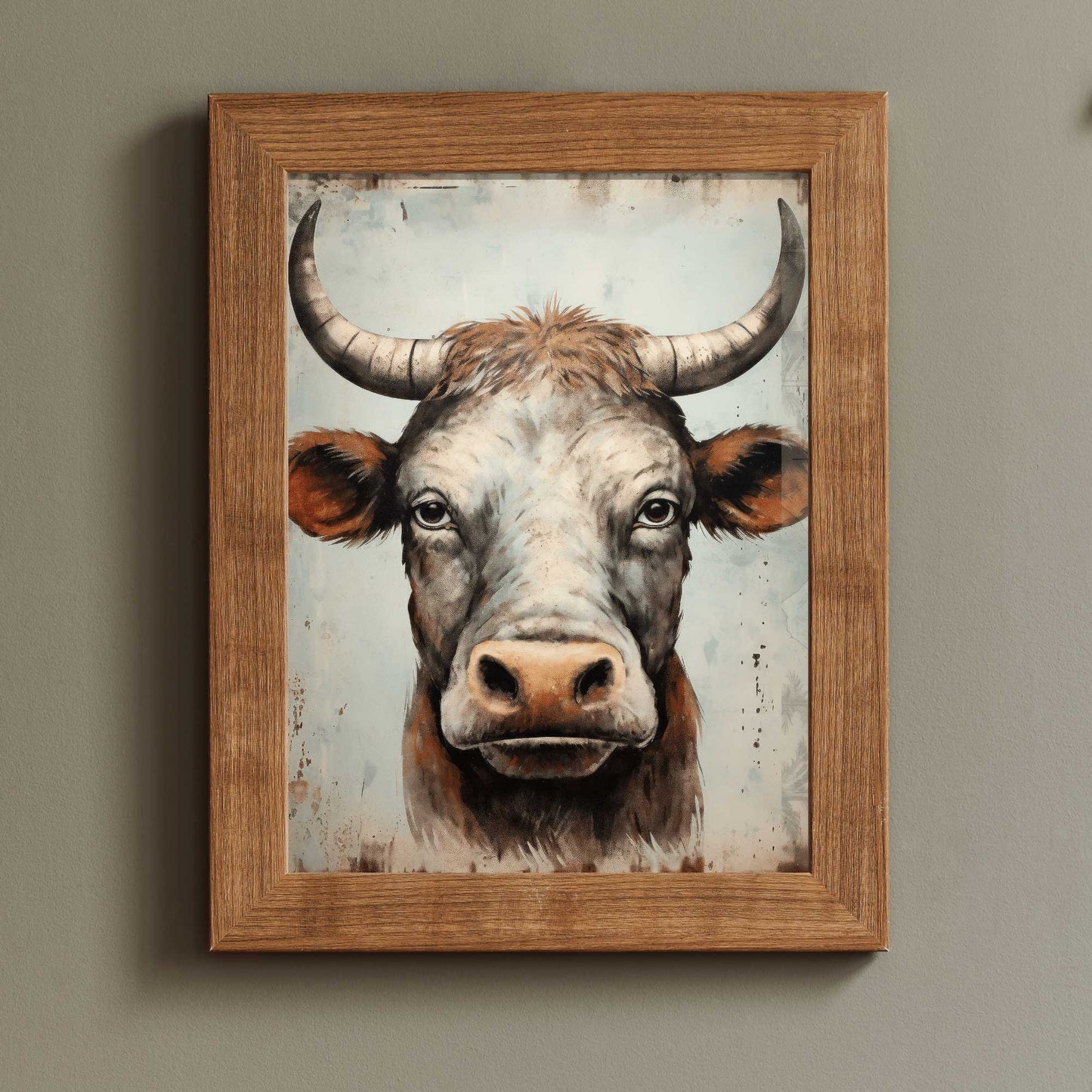 Bull Wall Art, Bull Portrait, Cow Wall Art, Rustic Farmhouse Decor, Country Home Decor, Farm Animal Print, Digital Printable Cattle Art
