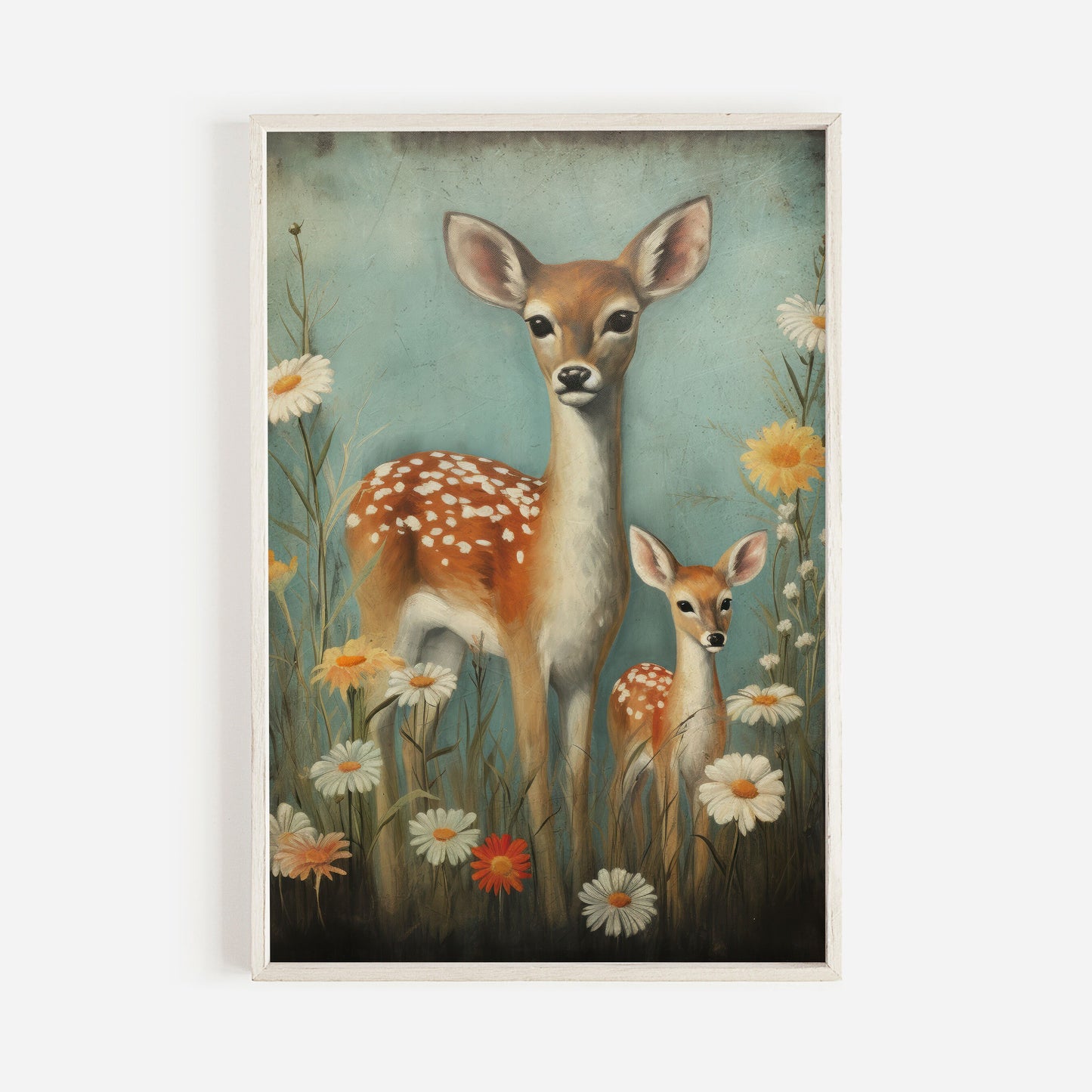 Deer Nursery Decor, Nursery Animal Wall Art, Vintage Deer Painting, Forest Animal Print, Cute Kids Room Decor, DIGITAL Printable Wall Decor